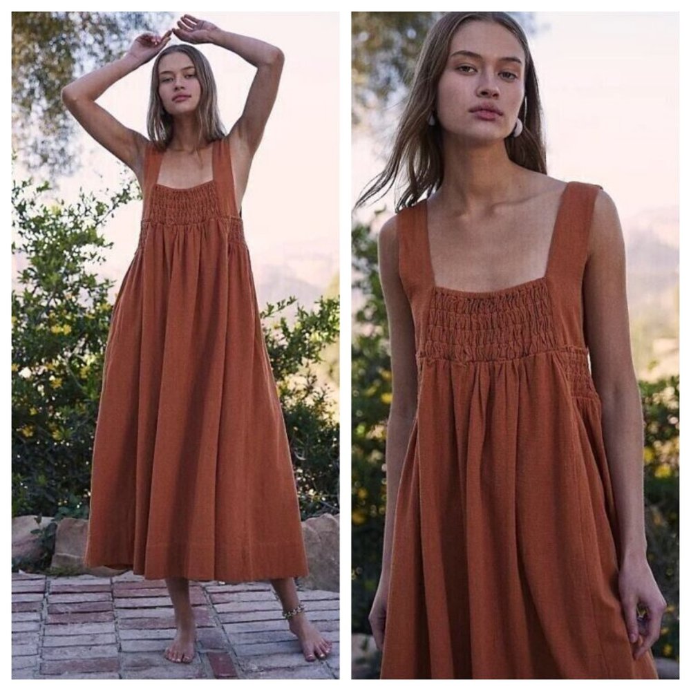 Free People Delphine Midi Dress in Sienna